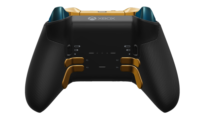 Xbox Elite Wireless Controller Series 2 - Core - Corps: Mineral Blue + poignées caoutchoutées, BMD: Plus, Soft Orange (métal), Arrière: Carbon Black + poignées caoutchoutées