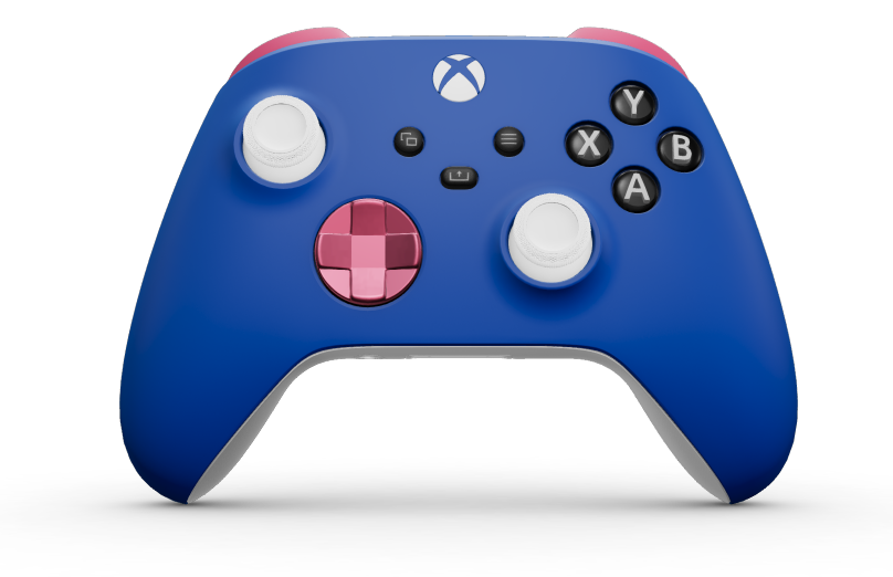 Xbox 무선 컨트롤러 - 몸체: 쇼크 블루, 방향 패드: 딥 핑크(메탈릭), 엄지스틱: 로봇 화이트