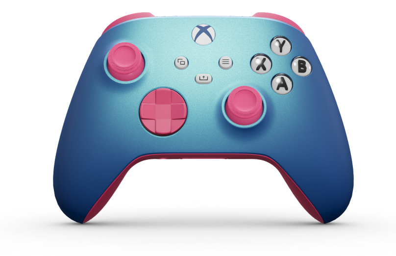 Xbox Wireless Controller - 몸체: Aqua Shift, 방향 패드: 딥 핑크, 엄지스틱: 딥 핑크