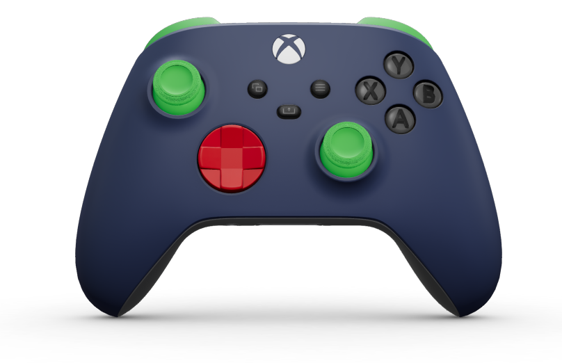 Xbox Wireless Controller - Body: Midnight Blue, D-Pads: Pulse Red, Thumbsticks: Velocity Green
