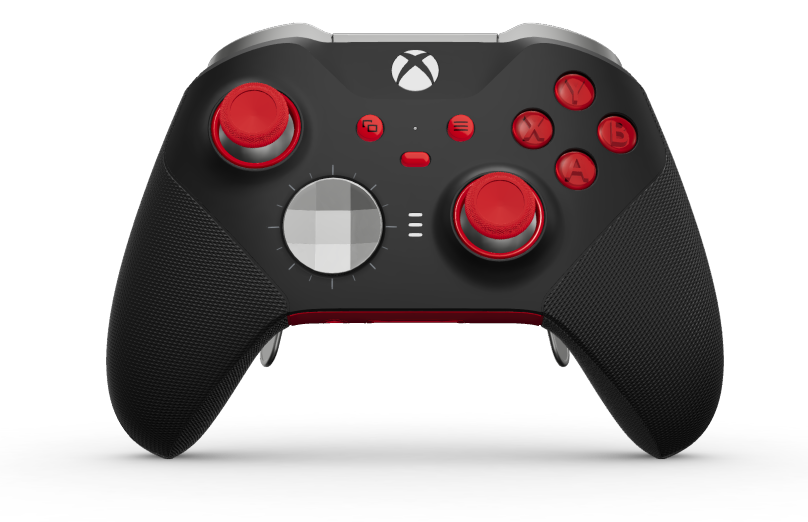 Xbox Elite Wireless Controller Series 2 - Core - Body: Carbon Black + Rubberized Grips, D-pad: Faceted, Bright Silver (Metal), Back: Pulse Red + Rubberized Grips