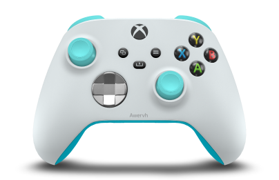 Xbox Wireless Controller - 機身: 機器白, 方向鍵: 亮銀色 (金屬), 搖桿: 冰河藍