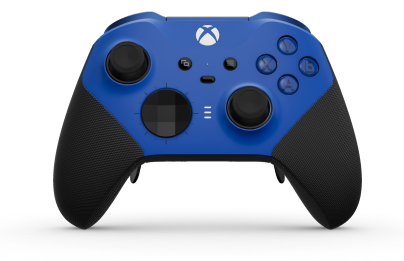 Xbox Elite Wireless Controller Series 2 - Core - Behuizing voorzijde: Shockblauw + rubberen handvatten, D-pad: Gefacetteerd, carbonzwart (metaal), Behuizing achterzijde: Carbonzwart + rubberen handvatten