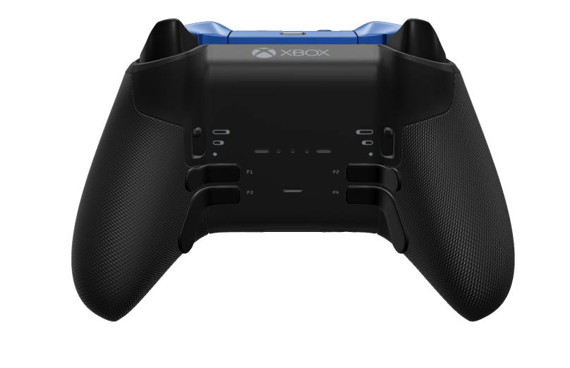 Xbox Elite Wireless Controller Series 2 - Core - Behuizing voorzijde: Shockblauw + rubberen handvatten, D-pad: Gefacetteerd, carbonzwart (metaal), Behuizing achterzijde: Carbonzwart + rubberen handvatten