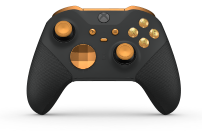 Xbox Elite Wireless Controller Series 2 - Core - Behuizing voorzijde: Carbonzwart + rubberen handvatten, D-pad: Facet, Soft Orange (Metal), Behuizing achterzijde: Carbonzwart + rubberen handvatten