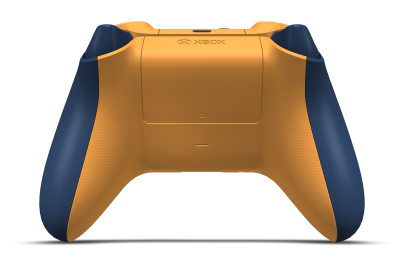 Xbox ワイヤレス コントローラー - Brödtext: Midnattsblå, Styrknappar: Mjukt orange (metallic), Styrspakar: Kolsvart