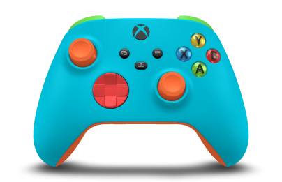 Xbox Wireless Controller - Hoofdtekst: Libelleblauw, D-Pads: Pulsrood, Duimsticks: Zest-oranje