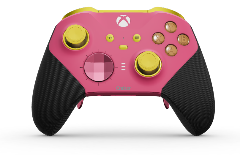 Xbox Elite Wireless Controller Series 2 - Core - Runko: Deep Pink + kumipintaiset kahvat, Suuntapainike Hybridimallin D-alusta: Viistetty, syvä vaaleanpunainen (metalli), Takaisin: Deep Pink + kumipintaiset kahvat