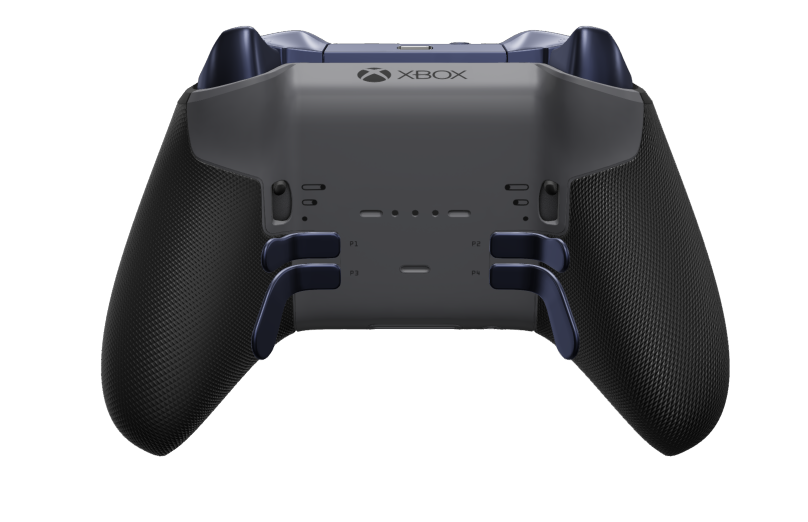 Xbox Elite Wireless Controller Series 2 - Core - Body: Storm Gray + Rubberized Grips, D-pad: Faceted, Midnight Blue (Metal), Back: Storm Gray + Rubberized Grips