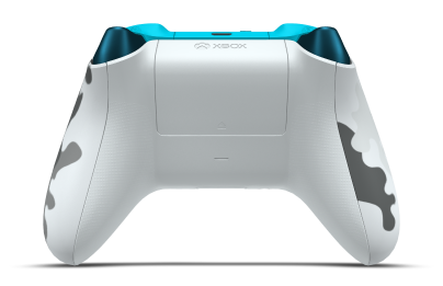 Controller with Arctic Camo body, Glacier Blue D-pad, and Dragonfly Blue thumbsticks - back view
