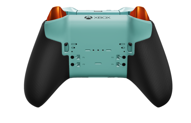 Xbox Elite Wireless Controller Series 2 - Core - Corps: Storm Gray + poignées caoutchoutées, BMD: À facettes, Glacier Blue (métal), Arrière: Glacier Blue + poignées caoutchoutées
