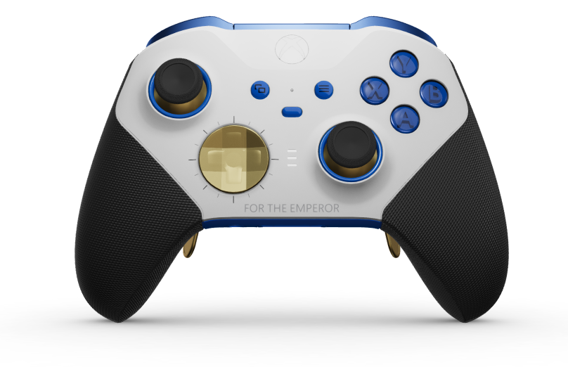 Xbox Elite Wireless Controller Series 2 - Core - Body: Robot White + Rubberised Grips, D-pad: Faceted, Hero Gold (Metal), Back: Shock Blue + Rubberised Grips