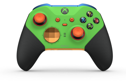 Xbox Elite Wireless Controller Series 2 – Core - Body: Velocity Green + Rubberized Grips, D-pad: Facet, Soft Orange (Metal), Back: Soft Orange + Rubberized Grips
