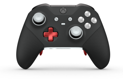 Xbox Elite Wireless Controller Series 2 - Core - Body: Carbon Black + Rubberized Grips, D-pad: Cross, Pulse Red (Metal), Back: Robot White + Rubberized Grips
