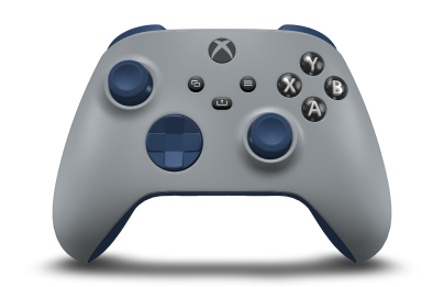 Xbox Wireless Controller - Framsida: Askgrå, Styrknappar: Midnattsblå, Styrspakar: Midnattsblå