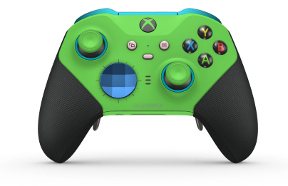 Xbox Elite Wireless Controller Series 2 - Core - Body: Velocity Green + Rubberized Grips, D-pad: Facet, Photon Blue (Metal), Back: Velocity Green + Rubberized Grips