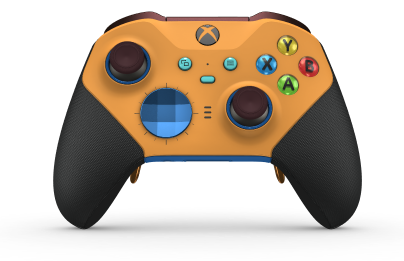 Xbox Elite Wireless Controller Series 2 - Core - Body: Soft Orange + Rubberised Grips, D-pad: Facet, Photon Blue (Metal), Back: Shock Blue + Rubberised Grips
