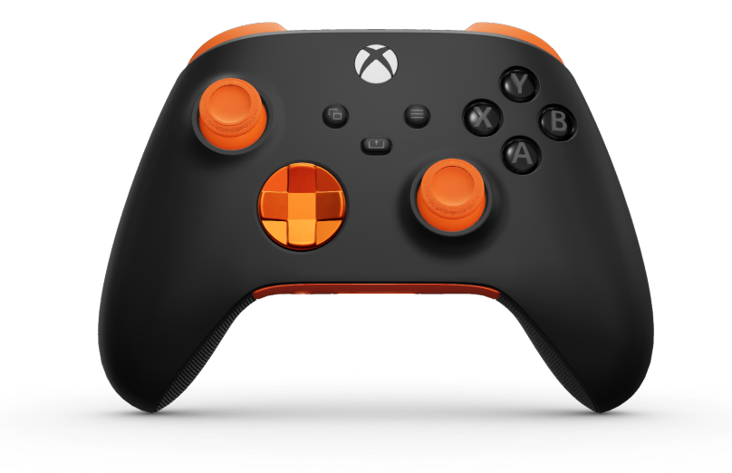 Xbox Wireless Controller - Text: Carbon Black, Steuerkreuze: Orangenschale (Metallic), Analogsticks: Orangenschale