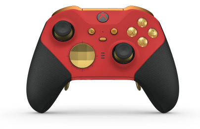 Xbox Elite Wireless Controller Series 2 – Core - Body: Pulse Red + Rubberized Grips, D-pad: Facet, Gold Matte (Metal), Back: Pulse Red + Rubberized Grips
