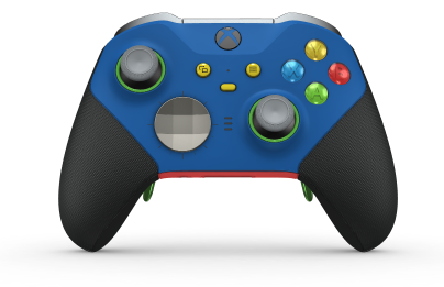 Xbox Elite Wireless Controller Series 2 - Core - Body: Shock Blue + Rubberized Grips, D-pad: Facet, Bright Silver (Metal), Back: Pulse Red + Rubberized Grips
