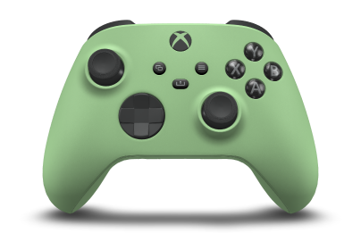 Controller with Soft Green body, Carbon Black D-pad, and Carbon Black thumbsticks - front view
