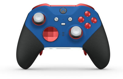 Xbox Elite Wireless Controller Series 2 - Core - Body: Shock Blue + Rubberized Grips, D-pad: Facet, Pulse Red (Metal), Back: Robot White + Rubberized Grips
