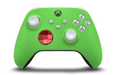 Xbox Wireless Controller - Body: Velocity Green, D-Pads: Oxide Red (Metallic), Thumbsticks: Robot White