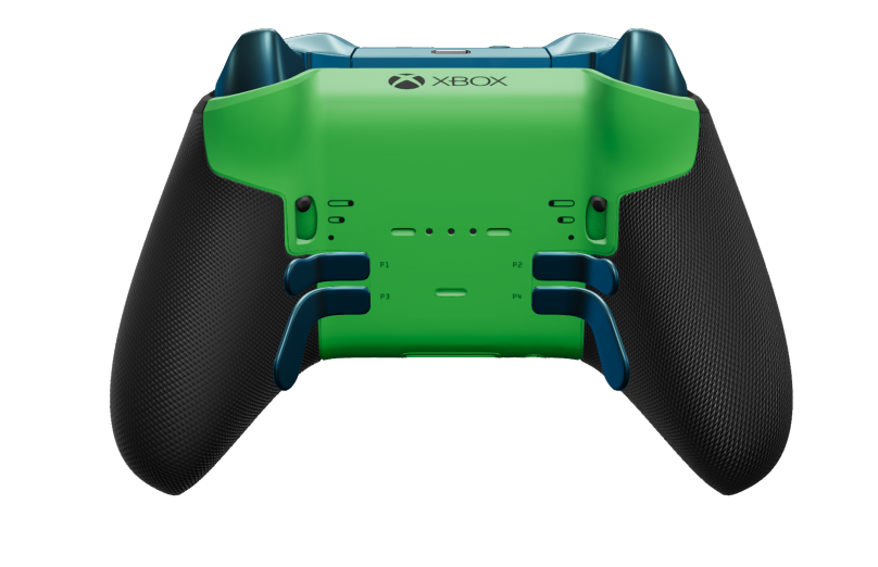 Xbox Elite Wireless Controller Series 2 - Core - Body: Velocity Green + Rubberised Grips, D-pad: Cross, Mineral Blue (Metal), Back: Velocity Green + Rubberised Grips