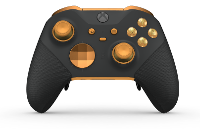 Xbox Elite ワイヤレスコントローラー シリーズ 2 - Core - Body: Carbon Black + Rubberized Grips, D-pad: Facet, Soft Orange (Metal), Back: Soft Orange + Rubberized Grips