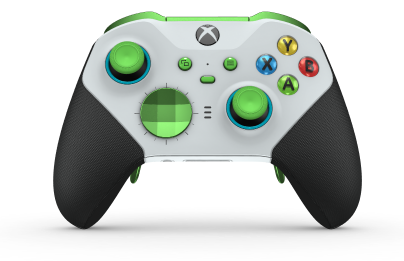 Xbox Elite Wireless Controller Series 2 - Core - Fremsida: Robot White + Rubberized Grips, Styrknapp: Facett, Velocity Green (Metall), Tillbaka: Robot White + Rubberized Grips
