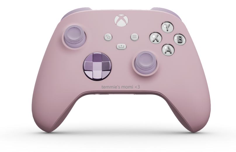 Xbox Wireless Controller - Tělo: Jemně růžová, Řídicí kříže: Jemně purpurová (kovová), Palcové ovladače: Jemně purpurová