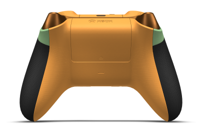 Controller with Soft Green body, Soft Orange (Metallic) D-pad, and Soft Orange thumbsticks - back view