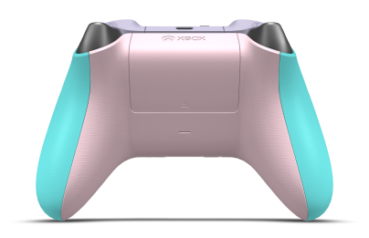 Controller with Glacier Blue body, Soft Pink (Metallic) D-pad, and Soft Green thumbsticks - back view