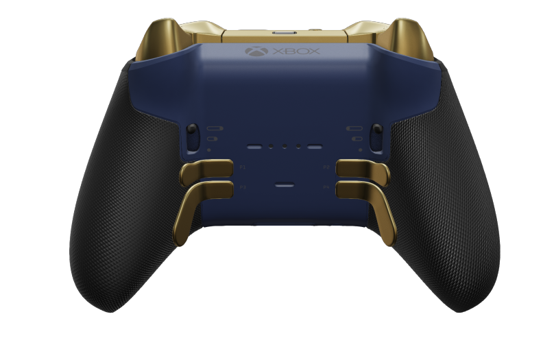Xbox Elite Wireless Controller Series 2 - Core - Body: Midnight Blue + Rubberized Grips, D-pad: Cross, Hero Gold (Metal), Back: Midnight Blue + Rubberized Grips