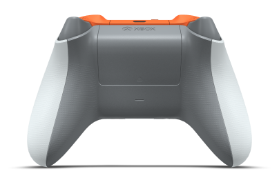 Xbox ワイヤレス コントローラー - Text: Roboterweiß, Steuerkreuze: Orangenschale, Analogsticks: アッシュ グレー