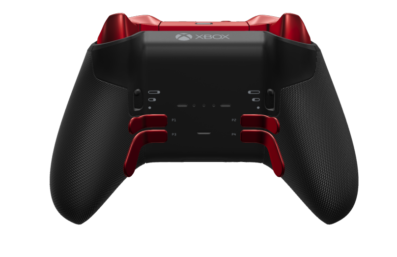 Langaton Xbox Elite Series 2 Core -ohjain - Body: Carbon Black + Rubberized Grips, D-pad: Facet, Pulse Red (Metal), Back: Carbon Black + Rubberized Grips