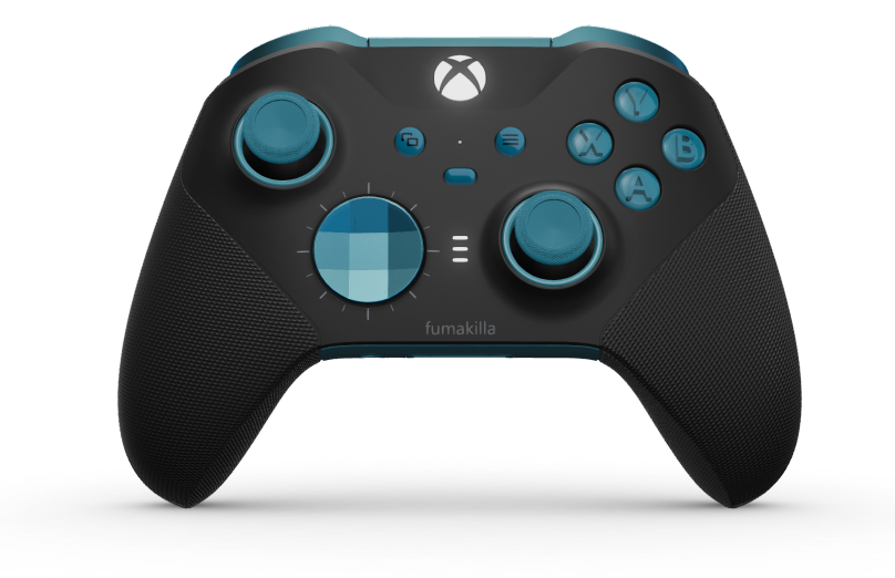 Manette sans fil Xbox Elite Series 2 - Core - Body: Carbon Black + Rubberized Grips, D-pad: Facet, Mineral Blue (Metal), Back: Mineral Blue + Rubberized Grips