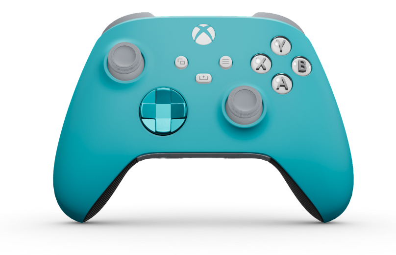 Xbox Wireless Controller - 몸체: 드래곤플라이 블루, 방향 패드: 드래곤플라이 블루(메탈릭), 엄지스틱: 애쉬 그레이