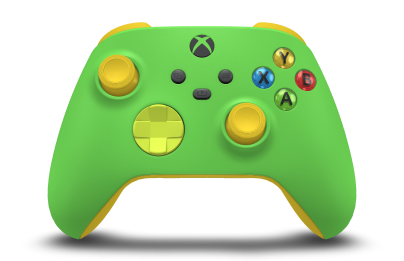 Controller with Velocity Green body, Electric Volt D-pad, and Lighting Yellow thumbsticks - front view