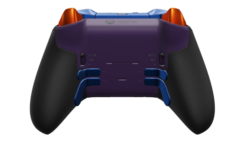 Xbox Elite Wireless Controller Series 2 - Core - Korpus: Pulse Red + gumowane uchwyty, Pad kierunkowy: Wklęsły, zieleń prędkości (metaliczny), Tył: Astral Purple + gumowane uchwyty
