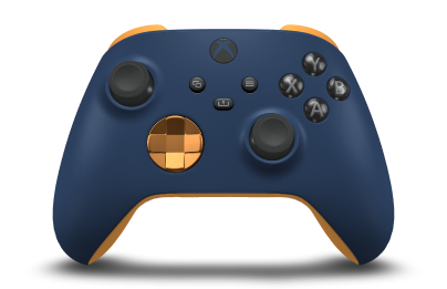 Xbox Wireless Controller - Body: Midnight Blue, D-Pads: Soft Orange (Metallic), Thumbsticks: Carbon Black