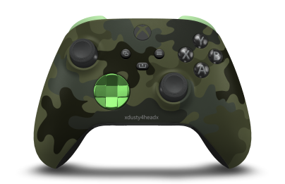 Xbox Wireless Controller - Body: Forest Camo, D-Pads: Velocity Green (Metallic), Thumbsticks: Carbon Black
