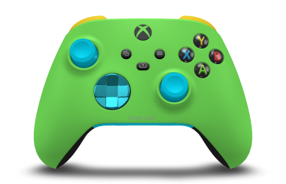 Xbox Wireless Controller - Body: Velocity Green, D-Pads: Dragonfly Blue (Metallic), Thumbsticks: Dragonfly Blue