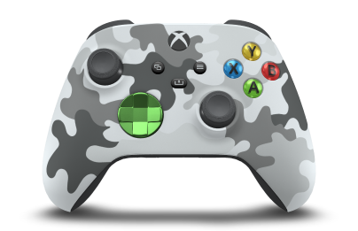 Xbox draadloze controller - Body: Arctic Camo, D-Pads: Velocity Green (Metallic), Thumbsticks: Storm Grey