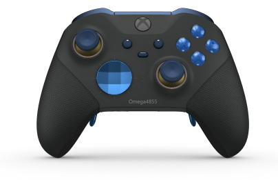 Xbox Elite Wireless Controller Series 2 - Core - Behuizing voorzijde: Carbonzwart + rubberen handvatten, D-pad: Facet, Photon Blue (Metal), Behuizing achterzijde: Carbonzwart + rubberen handvatten