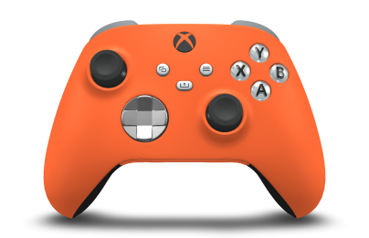 Xbox Wireless Controller - Cuerpo: Naranja intenso, Crucetas: Plata brillante (metálico), Palancas de mando: Negro carbón