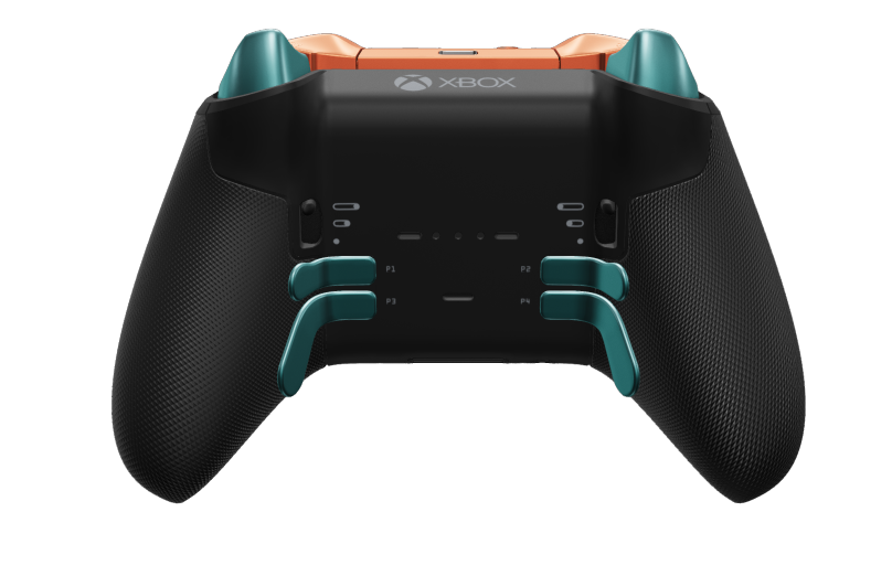 Xbox Elite Wireless Controller Series 2 - Core - Body: Carbon Black + Rubberized Grips, D-pad: Facet, Glacier Blue (Metal), Back: Carbon Black + Rubberized Grips