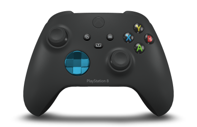 Controller with Carbon Black body, Mineral Blue (Metallic) D-pad, and Carbon Black thumbsticks - front view