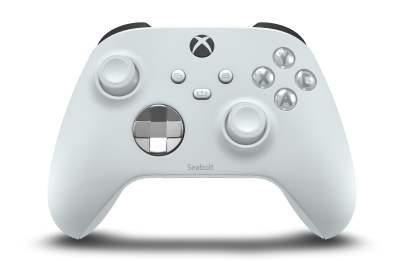 Controller with Robot White body, Bright Silver (Metallic) D-pad, and Robot White thumbsticks - front view