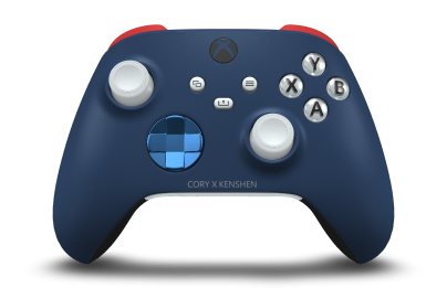 Xbox Wireless Controller - Body: Midnight Blue, D-Pads: Photon Blue (Metallic), Thumbsticks: Robot White